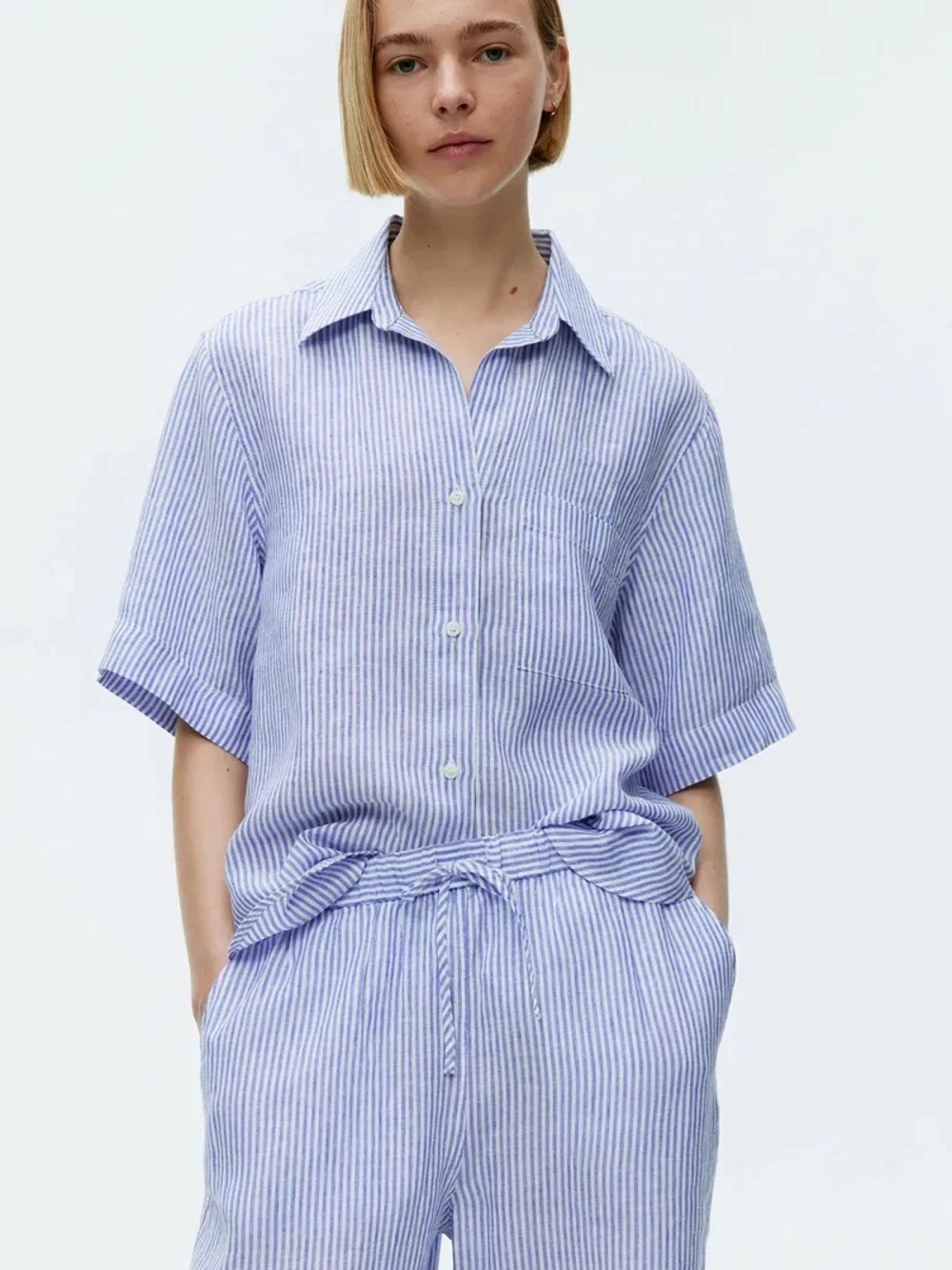 Arket Linen Resort Shirt - Blue & White Stripe - Picture 5 of 5